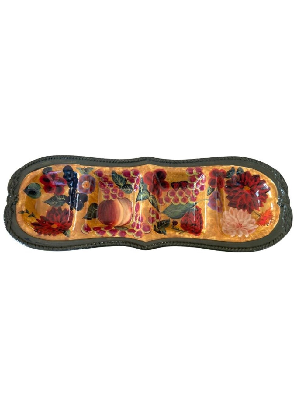 Vintage Raymond Waites Renaissance Divided Snack Tray Elegant Hand-Painted